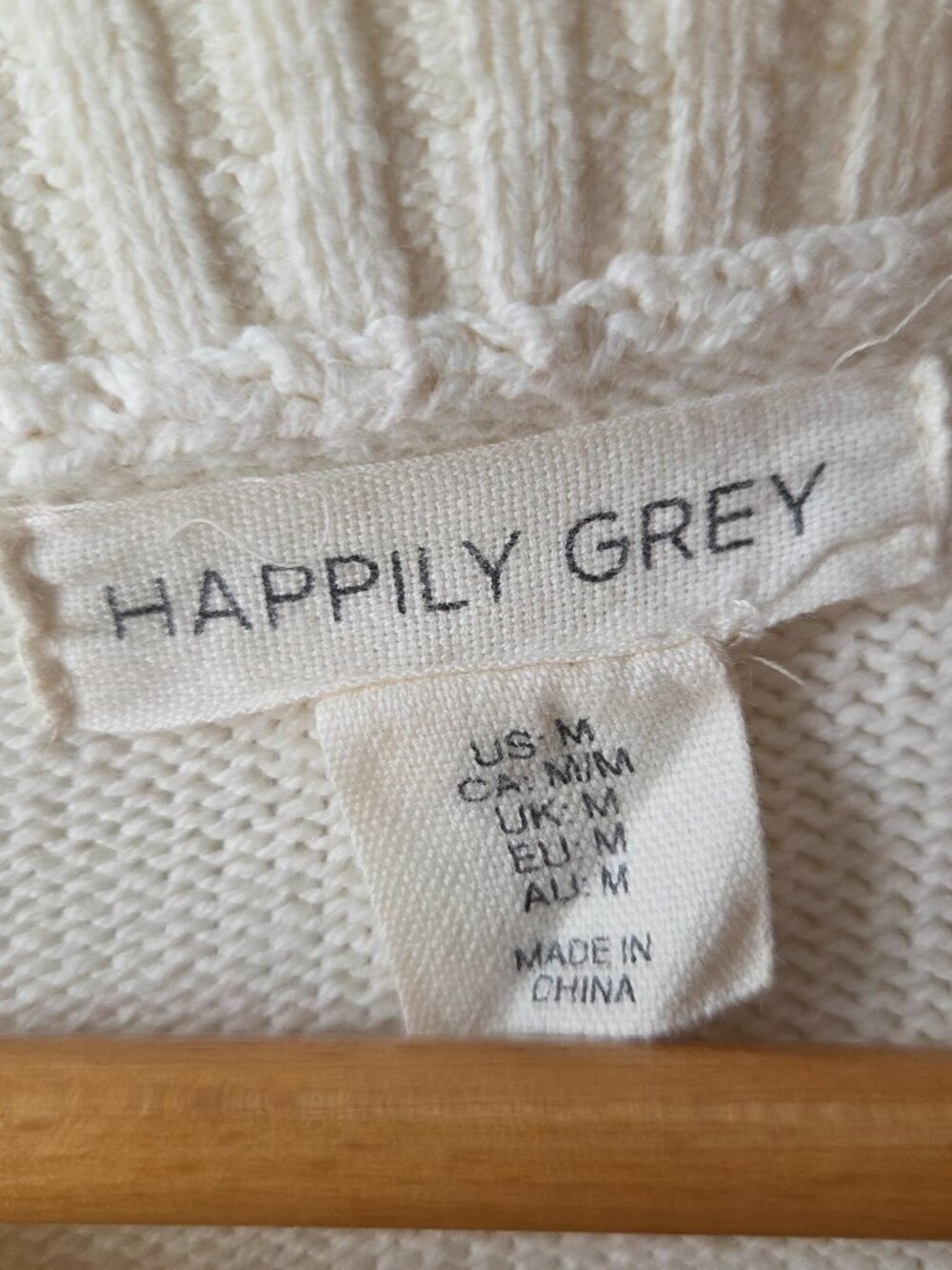 EUC HAPPILY GREY CREAM COTTON BLEND STRAWBERRY EMBROIDERED SWEATER M - Picture 11 of 14